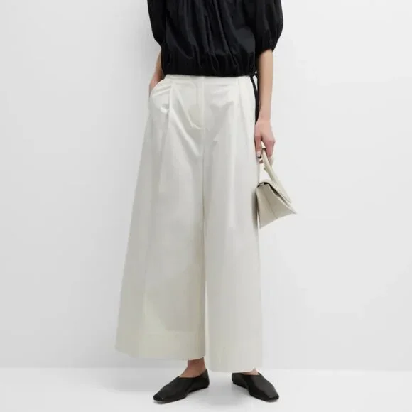 Merlette Wide Leg Cropped Pants White High Waist 6 - Picture 4 of 4